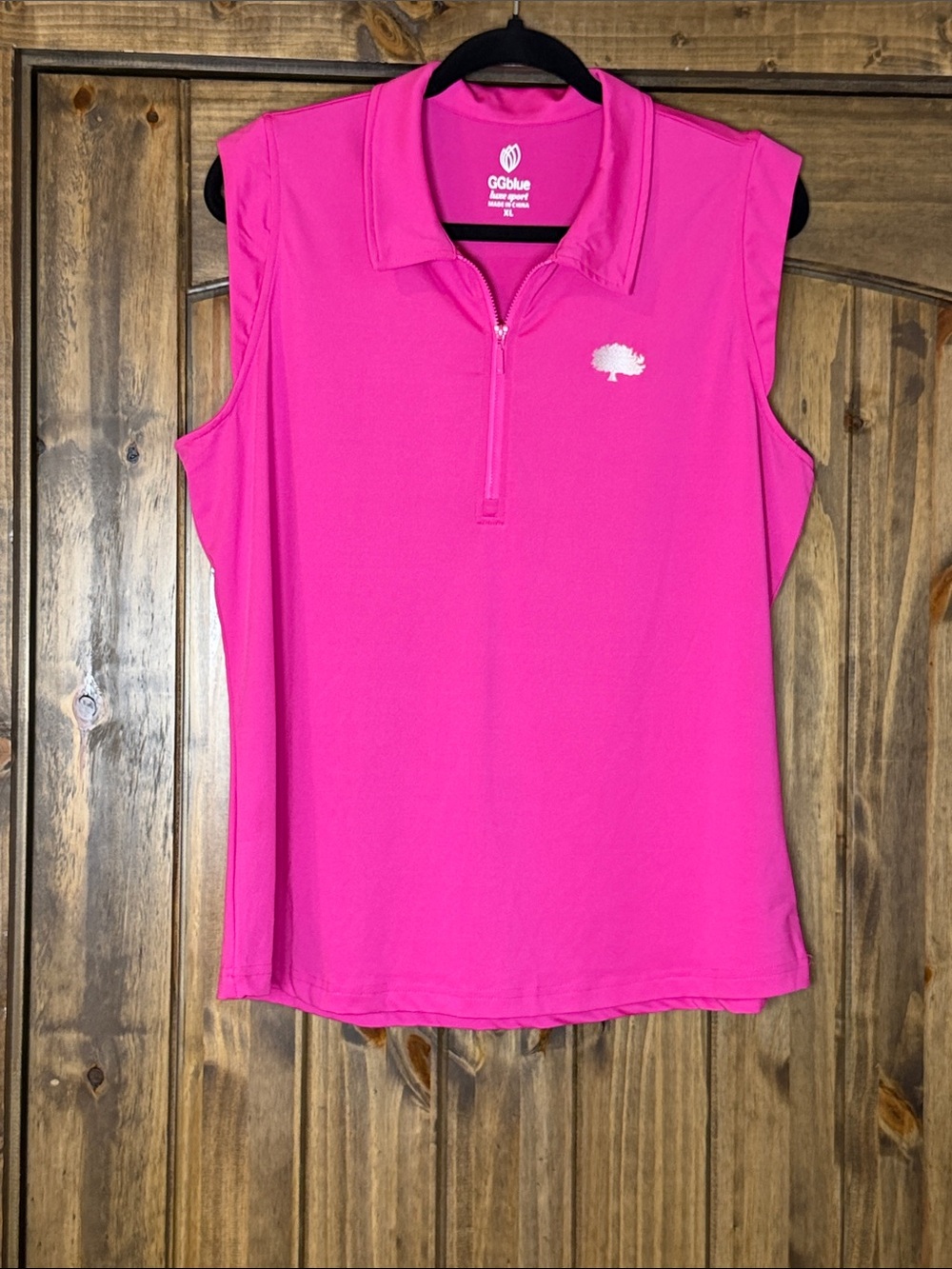 G.G.Blue Women's Hot Pink Short-Sleeve Zip Polo Tee